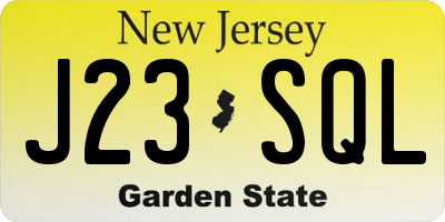 NJ license plate J23SQL