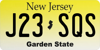 NJ license plate J23SQS