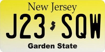 NJ license plate J23SQW