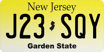 NJ license plate J23SQY