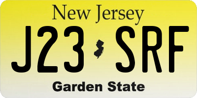 NJ license plate J23SRF