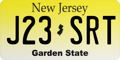 NJ license plate J23SRT
