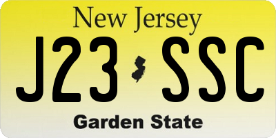 NJ license plate J23SSC