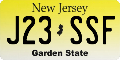 NJ license plate J23SSF