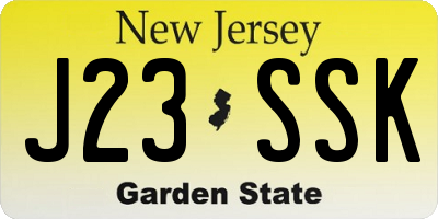 NJ license plate J23SSK