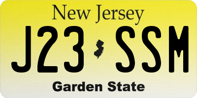 NJ license plate J23SSM