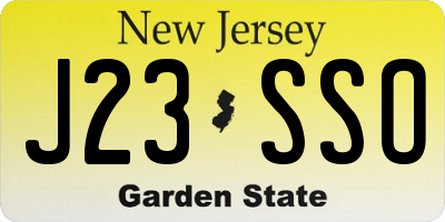 NJ license plate J23SSO