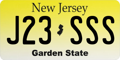 NJ license plate J23SSS