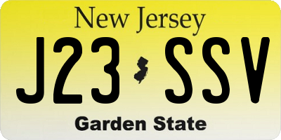 NJ license plate J23SSV