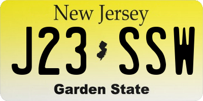 NJ license plate J23SSW