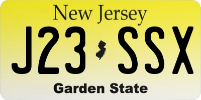 NJ license plate J23SSX