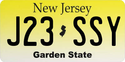 NJ license plate J23SSY