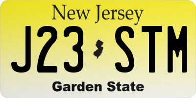 NJ license plate J23STM