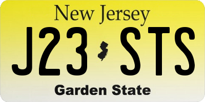 NJ license plate J23STS