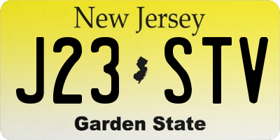 NJ license plate J23STV