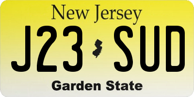 NJ license plate J23SUD
