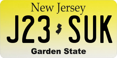 NJ license plate J23SUK
