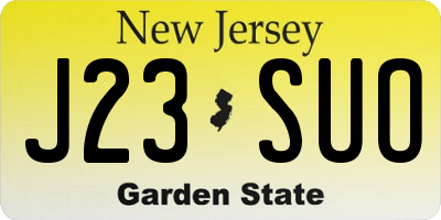 NJ license plate J23SUO