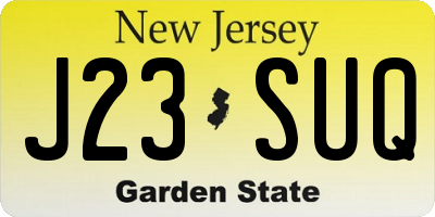 NJ license plate J23SUQ