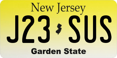NJ license plate J23SUS