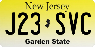 NJ license plate J23SVC