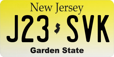 NJ license plate J23SVK