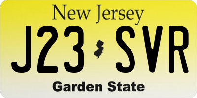 NJ license plate J23SVR