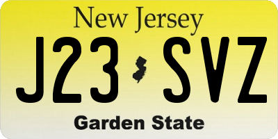 NJ license plate J23SVZ