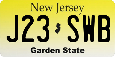 NJ license plate J23SWB