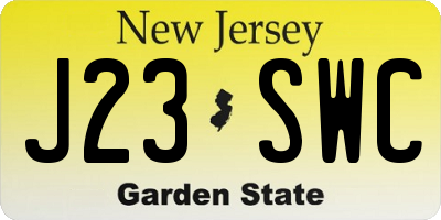 NJ license plate J23SWC