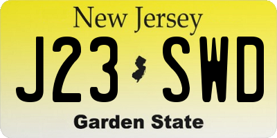 NJ license plate J23SWD