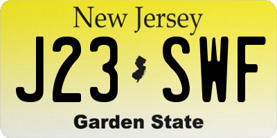 NJ license plate J23SWF