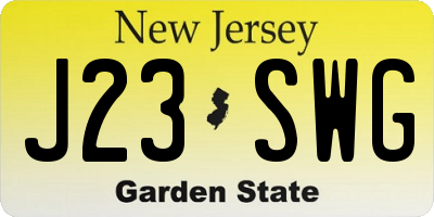 NJ license plate J23SWG