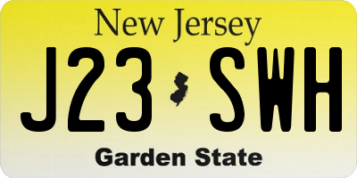 NJ license plate J23SWH