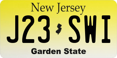 NJ license plate J23SWI