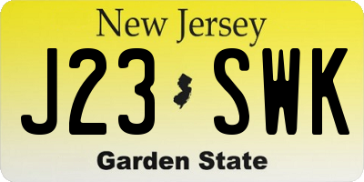 NJ license plate J23SWK