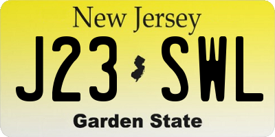 NJ license plate J23SWL