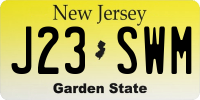 NJ license plate J23SWM