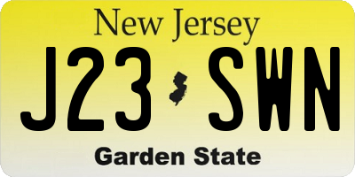 NJ license plate J23SWN