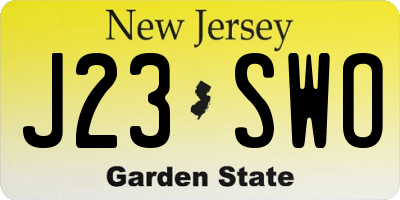 NJ license plate J23SWO