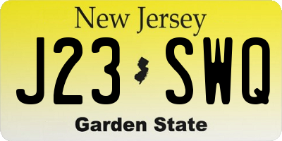 NJ license plate J23SWQ