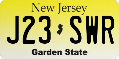 NJ license plate J23SWR