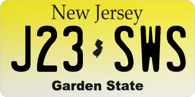 NJ license plate J23SWS