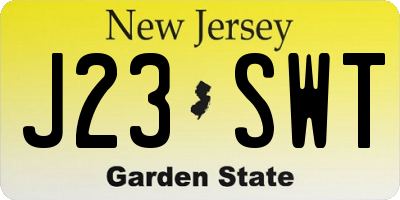 NJ license plate J23SWT