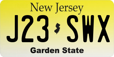 NJ license plate J23SWX