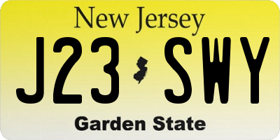 NJ license plate J23SWY
