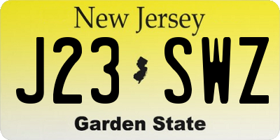 NJ license plate J23SWZ