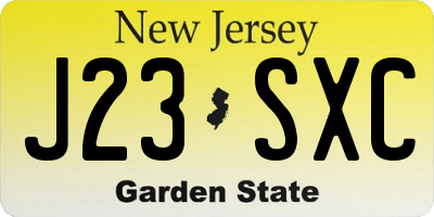 NJ license plate J23SXC