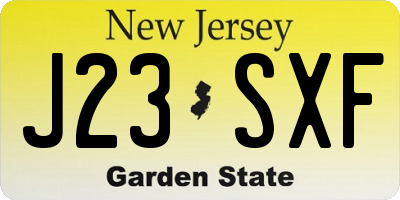 NJ license plate J23SXF