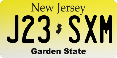 NJ license plate J23SXM